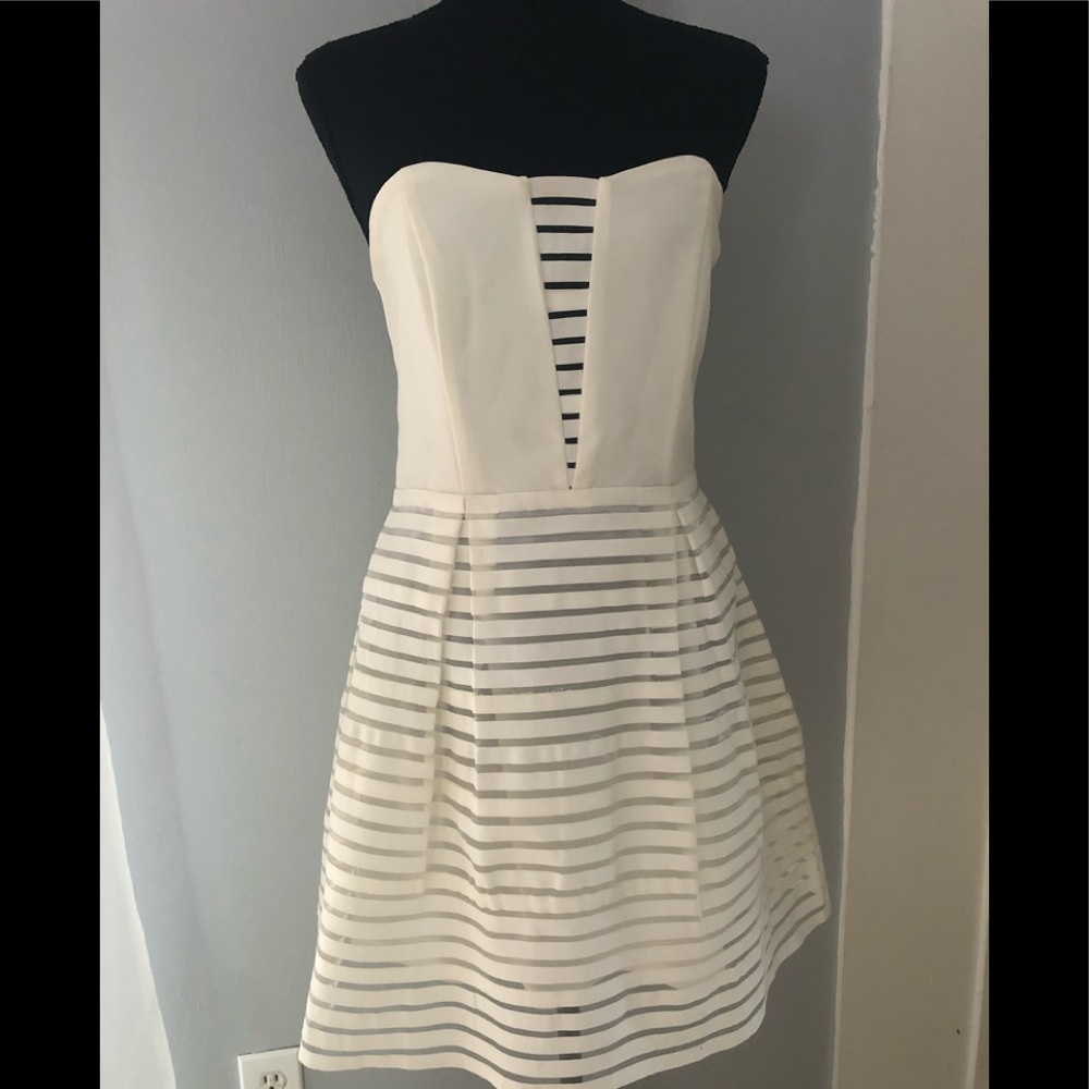 Ivory Fit Flare Mini Dress. Size M
